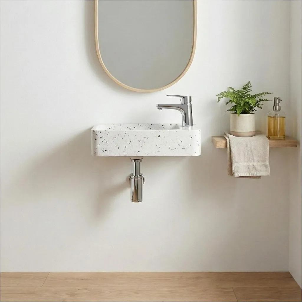 Vasque rectangulaire 45x28cm terrazzo véritable - Lave-mains design pro - 4
