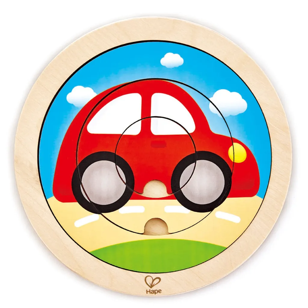 Hape Puzzle de transport tournant interactif - Bois naturel et durable