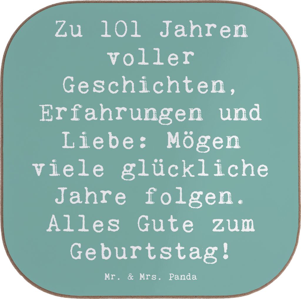 Mr. & Mrs. Panda Untersetzer für Gläser Spruch 101. Geburtstag - Meeresbrise - Geschenk, Liebe, Geburtstagsgeschenk, Tischuntersetzer, Langlebigk...