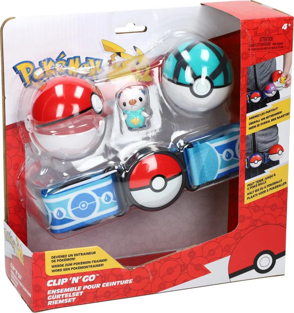 Panoplie Dresseur Pokémon avec Ceinture Clip N Go et Figurine Oshawott