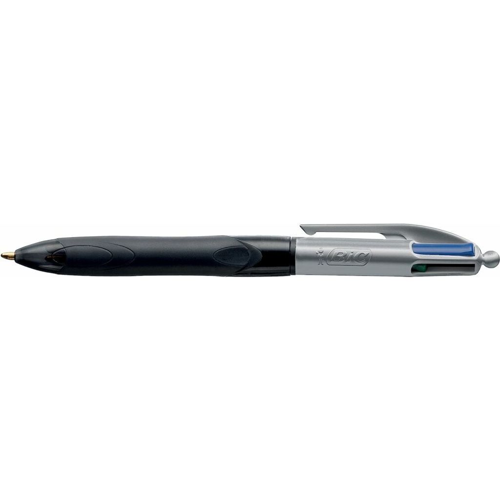 Bic - Colours Grip Pro 4-Farben-Kugelschreiber, mittel, klassische Tintenfarben, Gehäuse dunkelgrau