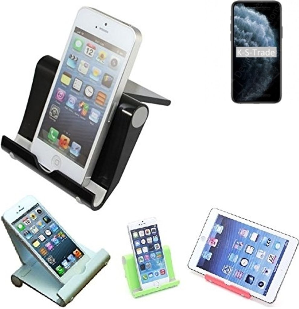 K-S-Trade Handy-Ständer kompatibel mit Apple iPhone 11 Pro Max faltbarer Tischständer Smartphone Tablet Halterung Reise