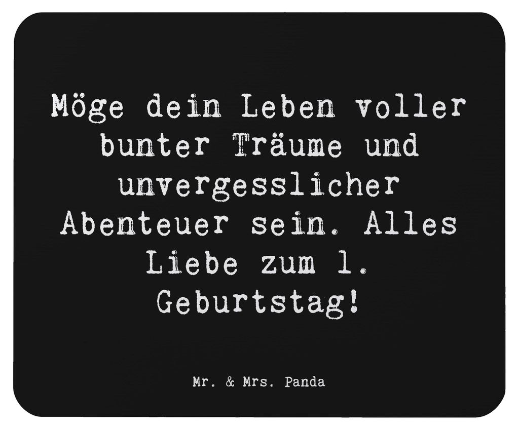 Mr. & Mrs. Panda Mauspad Spruch Alles Liebe zum 1. Geburtstag - Schwarz - Geschenk, Happy Birthday, pc mausunterlage, Alter, Geburtstagsgeschenk, L...