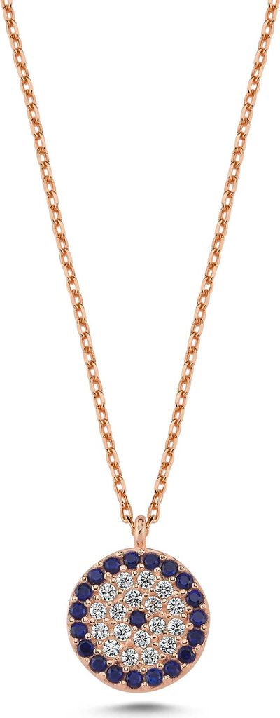 925 Silber Halskette Rosegold Minimalistisches Nazar Auge