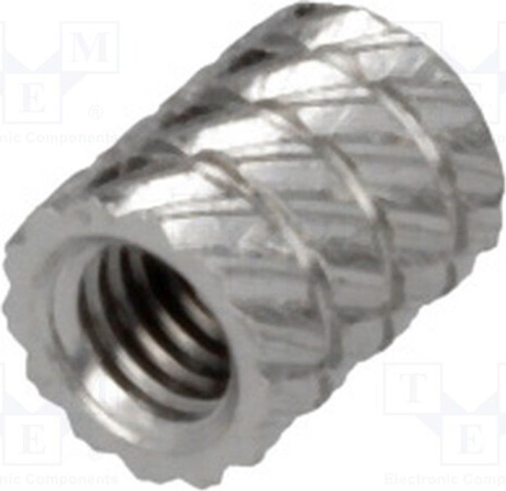 10x Gewindeeinsatz Nickel L: 5,9mm M3 Messing ØAußen: 4,5mm 11M3NI Gewindeeinlagen