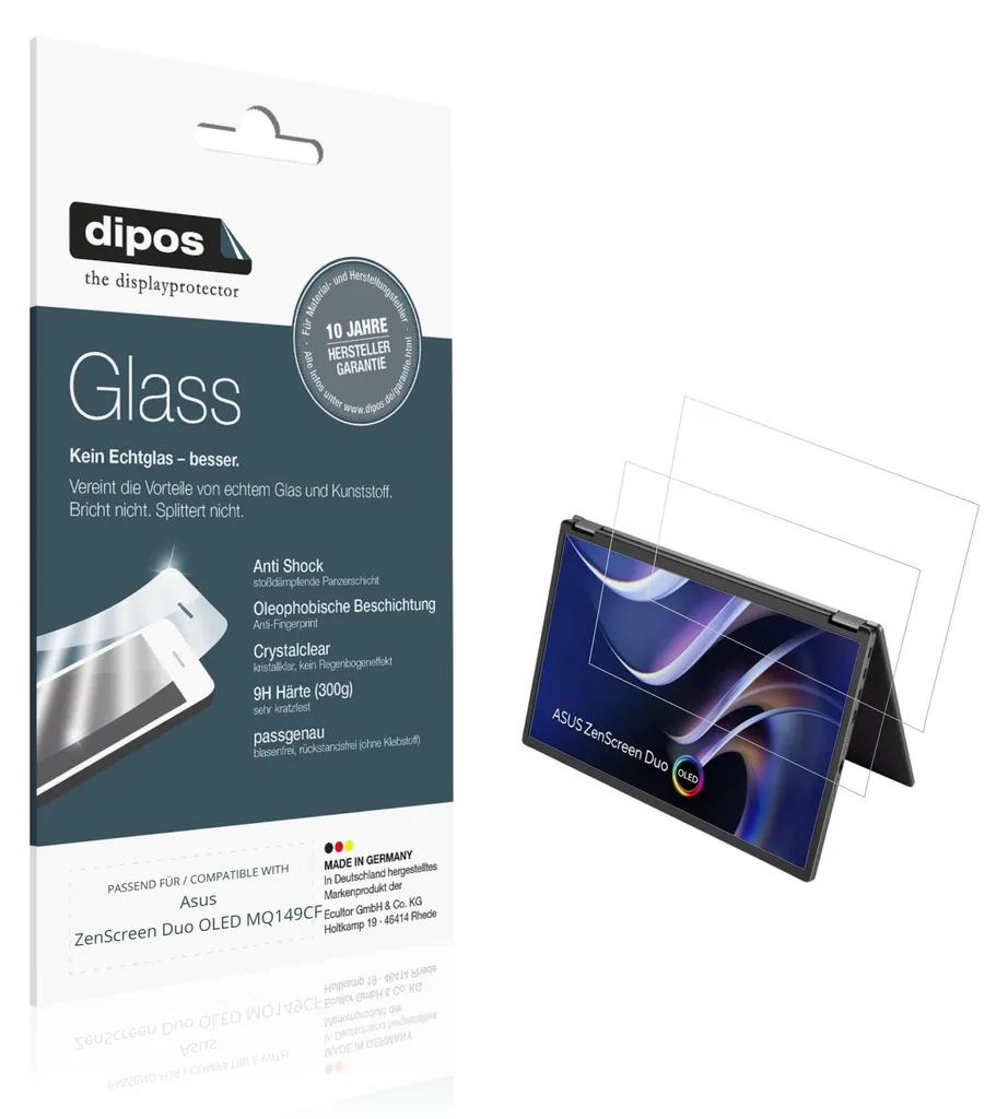 Protection 9H pour Asus ZenScreen Duo OLED MQ149CF Lot de 2 Antireflet