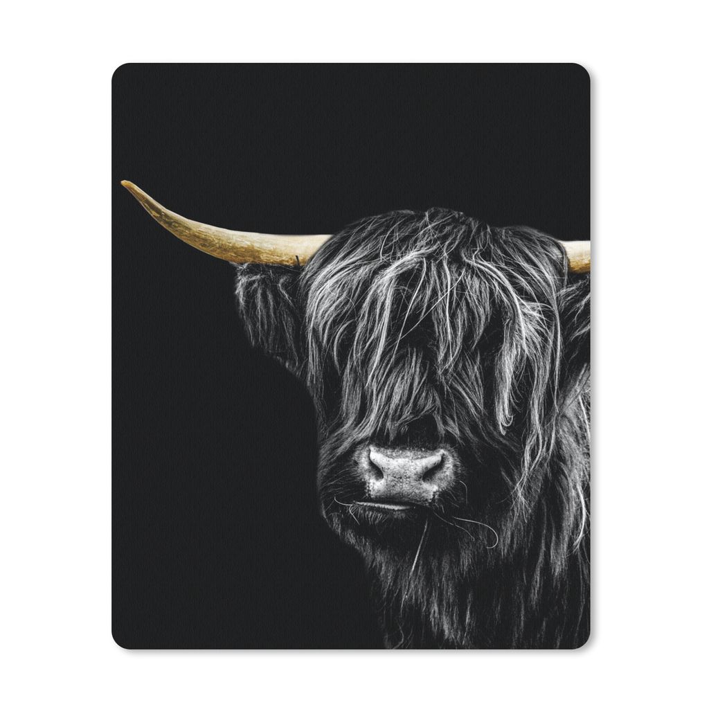 MuchoWow Mauspad Mousepad Schottischer Highlander - Horn - Gold 30x40 cm - Mousepads - Maus Mat - Pad - Mausunterlage - Mausmatten