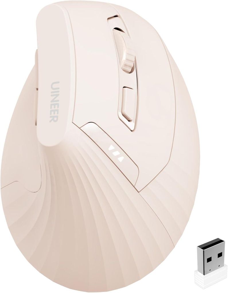 Vertikale maus kabellos, 2,4G ergonomische maus mit Akkuanzeige, 4 Stufen DPI, computermaus für Bequemlichkeit und Verringerung der Handgelenkspan...