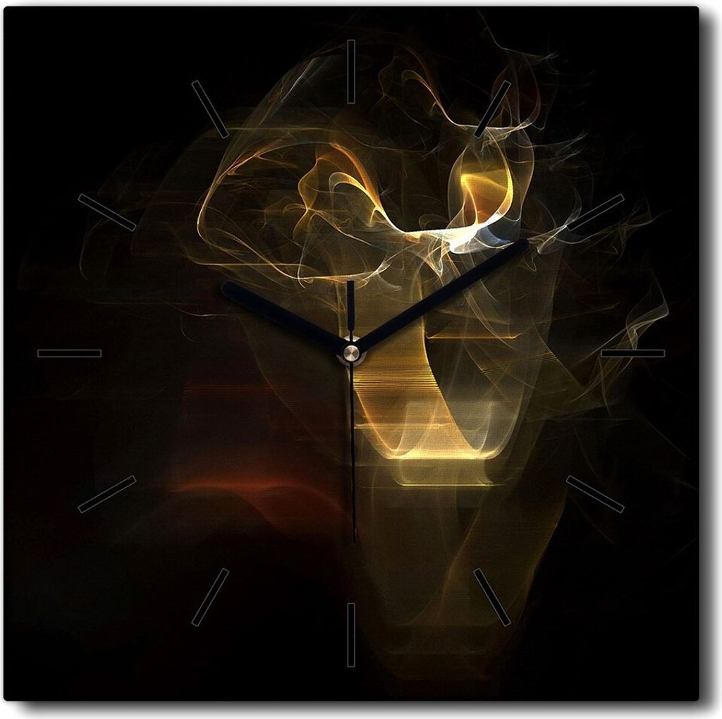 Coloray Uhr auf Leinwand 30x30 cm Wand Uhr Dekoration Wohnzimmer Segeltuch schwarze Hände -Kunst-Kunst-Abstraktion.