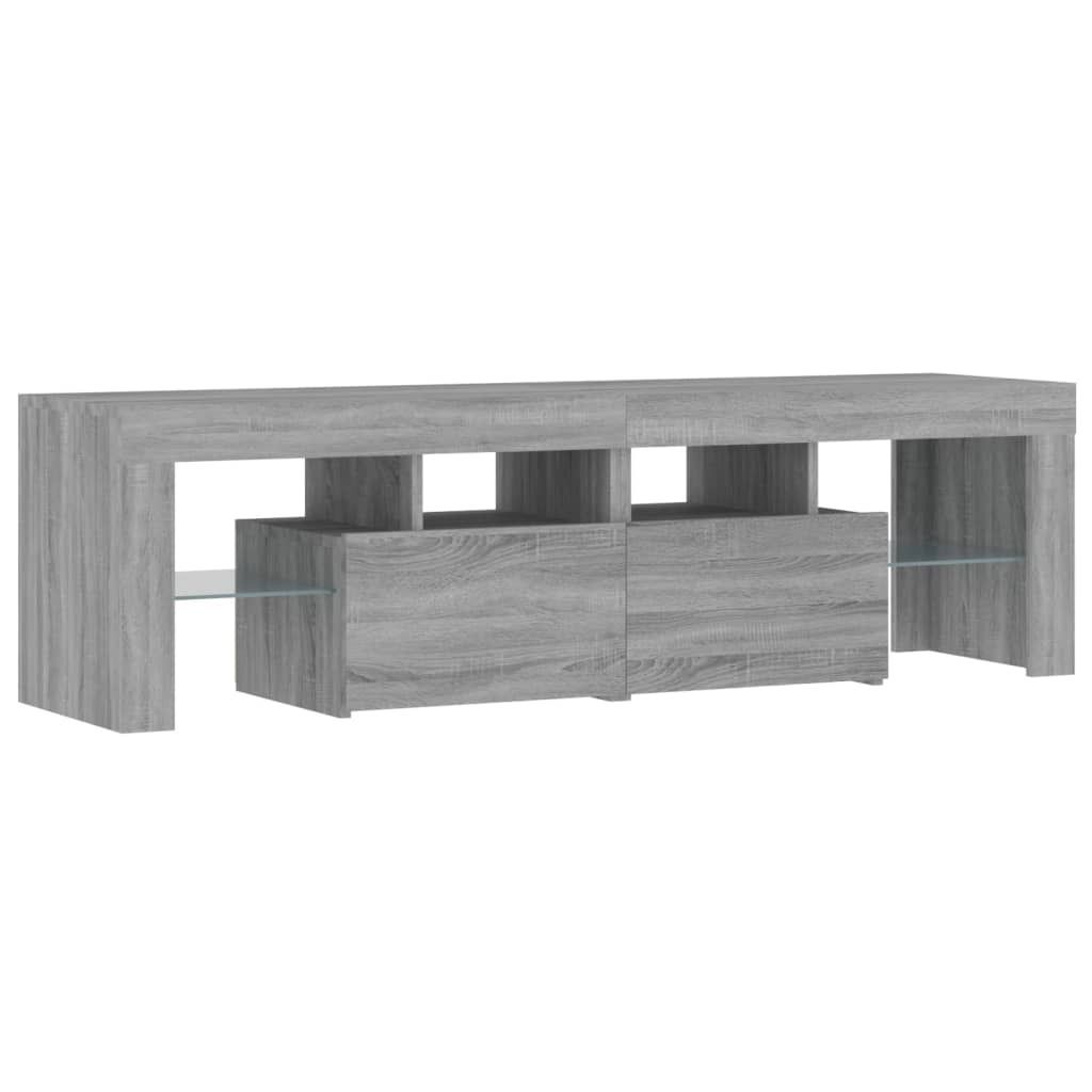"im Sonderangebot"TV-Schrank Industriestil - CLORIS - Fernsehenschrank - mit LED-Leuchten Grau Sonoma 140x36,5x40 cm - DEMöbel3109604