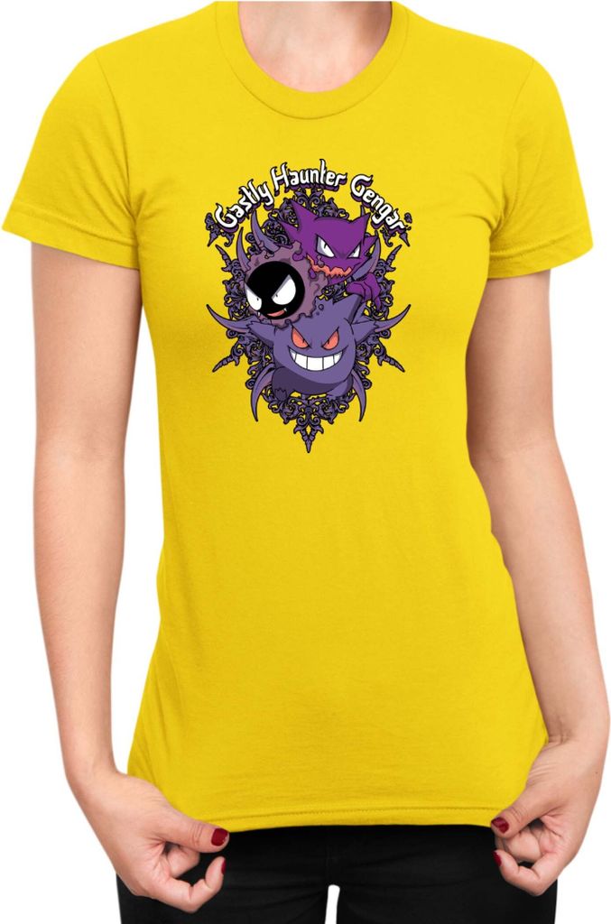 Damen T-Shirt Japan Anime Manga Pokemon Gengar, Lady 2XL / Gelb