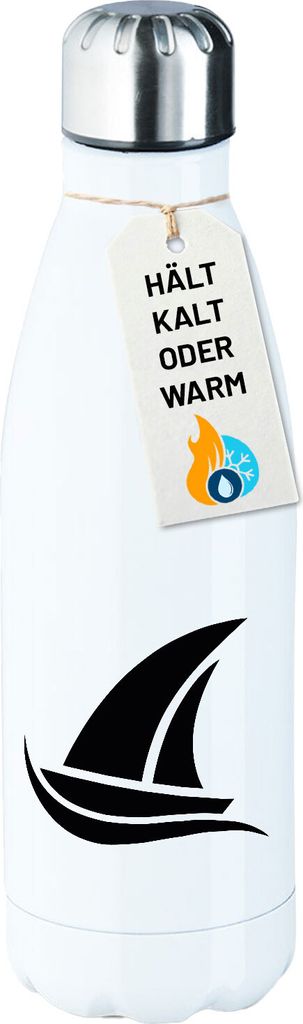 Huuraa Trinkflasche Segeln Segelboot 500ml White Edelstahl Wasserflasche Trinkflasche Geschenkidee