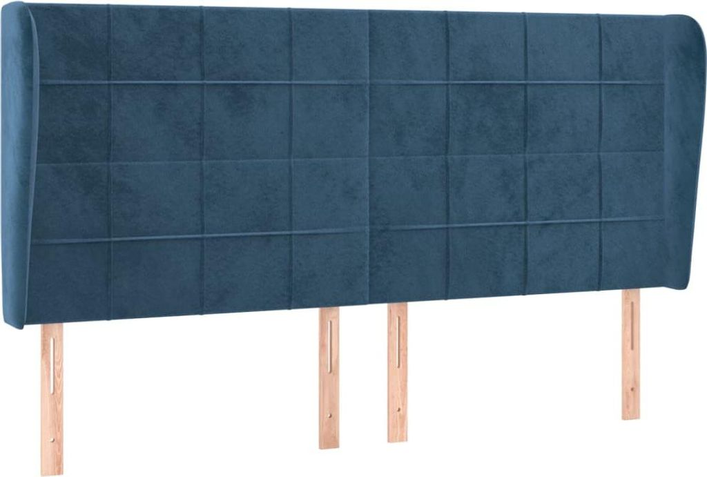 vidaXL Kopfteil mit Ohren Dunkelblau 163x23x118/128 cm Samt