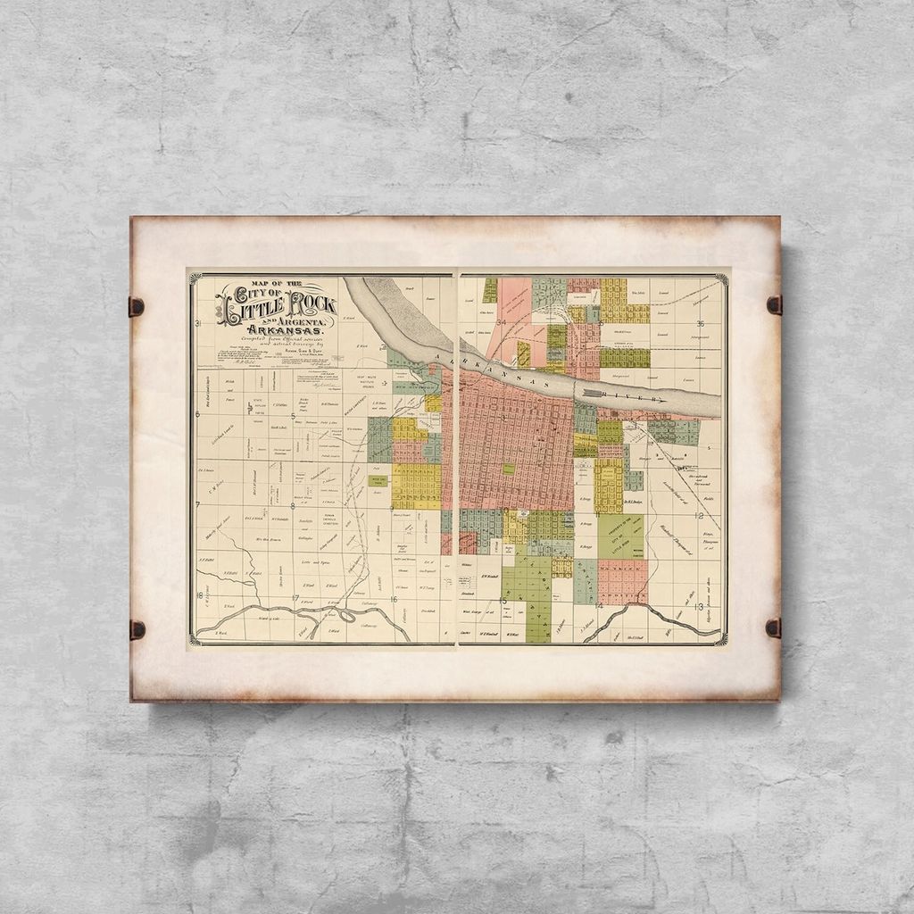 Poster - Canvas - Leinwand - 59,4 cm x 42 cm - Karte von Little Rock Arkansas