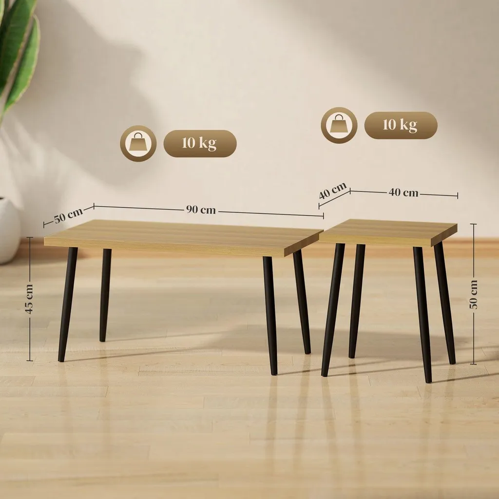 Table basse de salon modulable : duo de tables d'appoint gain de place - 3