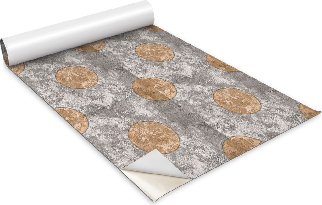 Selbstklebende Möbelfolie - Dekorationsfolie - Tischmöbel - Zuschneidbar - Räder Auf Betonfliesen - 100 x 50 cm