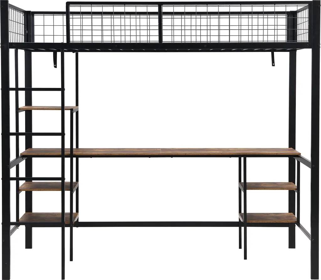 Lit Haut Combiné 90x200 avec Poste de Travail et Rangement Intégré - 6