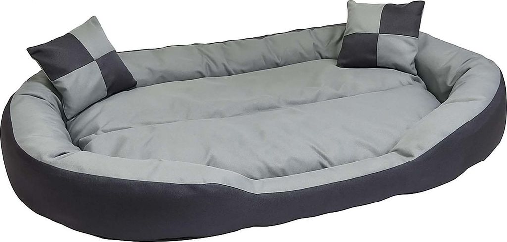 Hossi's Wholesale Hundebett waschbar mit Wendekissen, kuscheliges Hundesofa grau, Hundekorb Größe L 110x80x20cm