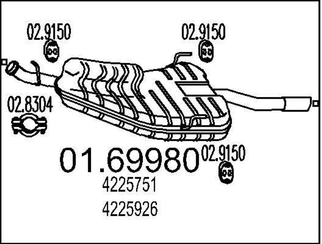 MTS 01.69980 Endschalldämpfer für SAAB 9-3 Cabriolet (YS3D) Auspuff