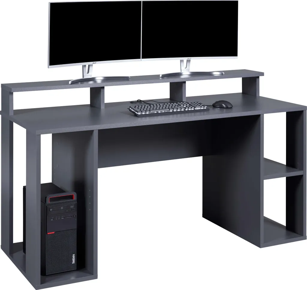 Bureau gaming MatchPoint gris pour organiser son setup PC - 2