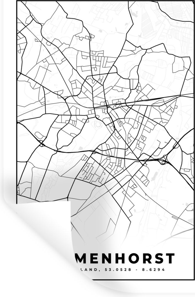 MuchoWow Wandtattoo Wandsticker Wandaufkleber Karte - Delmenhorst - Stadtplan 80x120 cm Selbstklebend und Repositionierbar - Repositionierbar - W...