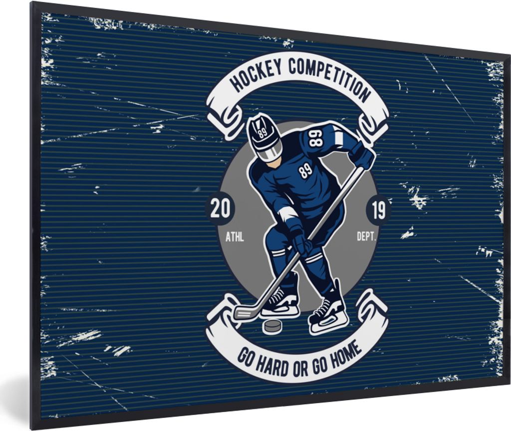 MuchoWow MuchoWow Gerahmtes Poster Eishockey - Retro - Zitat 90x60 cm - Poster mit zchwarzem Bilderrahmen - Fotorahmen - Foto-Plakat