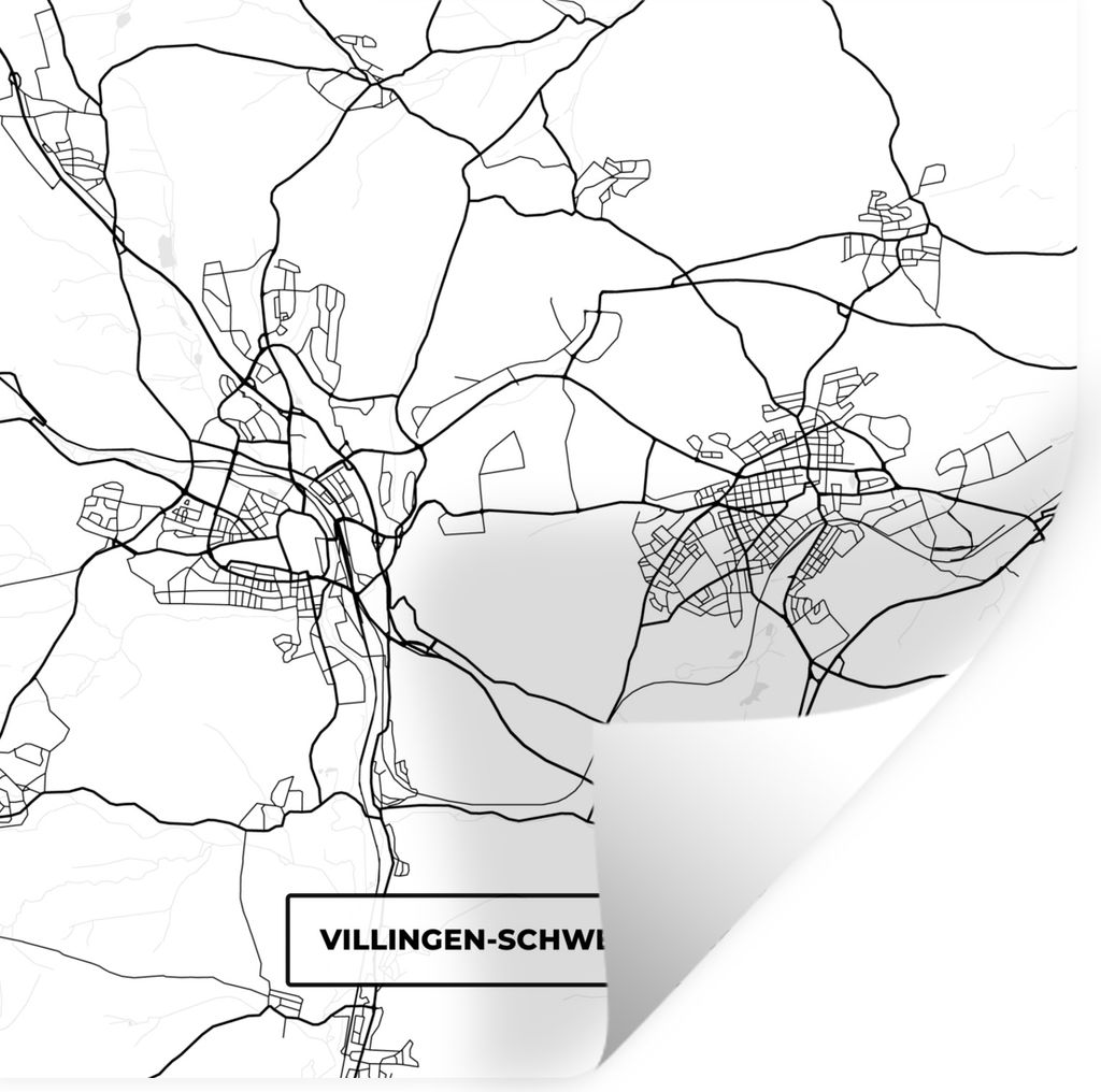 MuchoWow Wandtattoo Wandsticker Wandaufkleber Stadtplan - Karte - Villingen-Schwenningen 80x80 cm Selbstklebend und Repositionierbar - Wierderver...