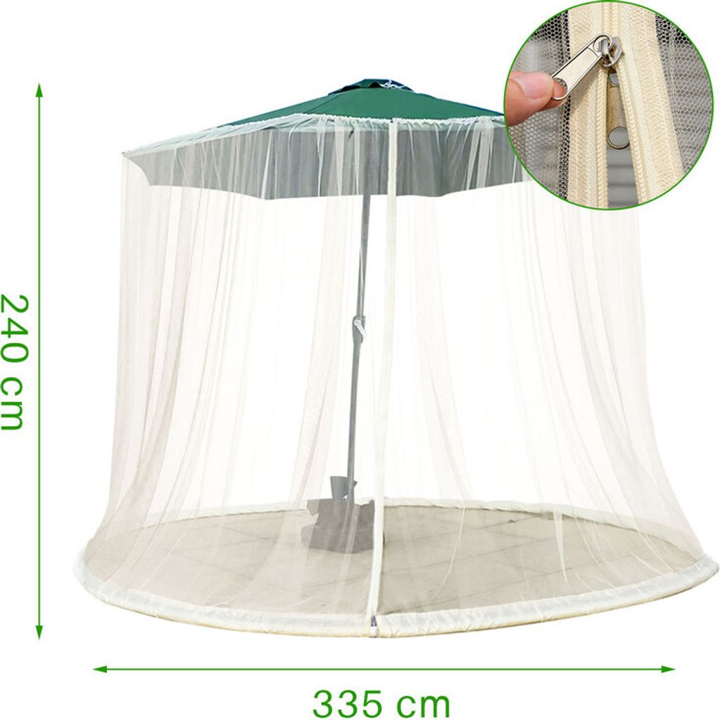 (Weiß, geeignet für 10-11-Fuß-Regenschirme) Moskitonetz-Abdeckung für Sonnenschirm, Insekten-Sonnenschirm-Abdeckung für den Außenbereich, Bil...