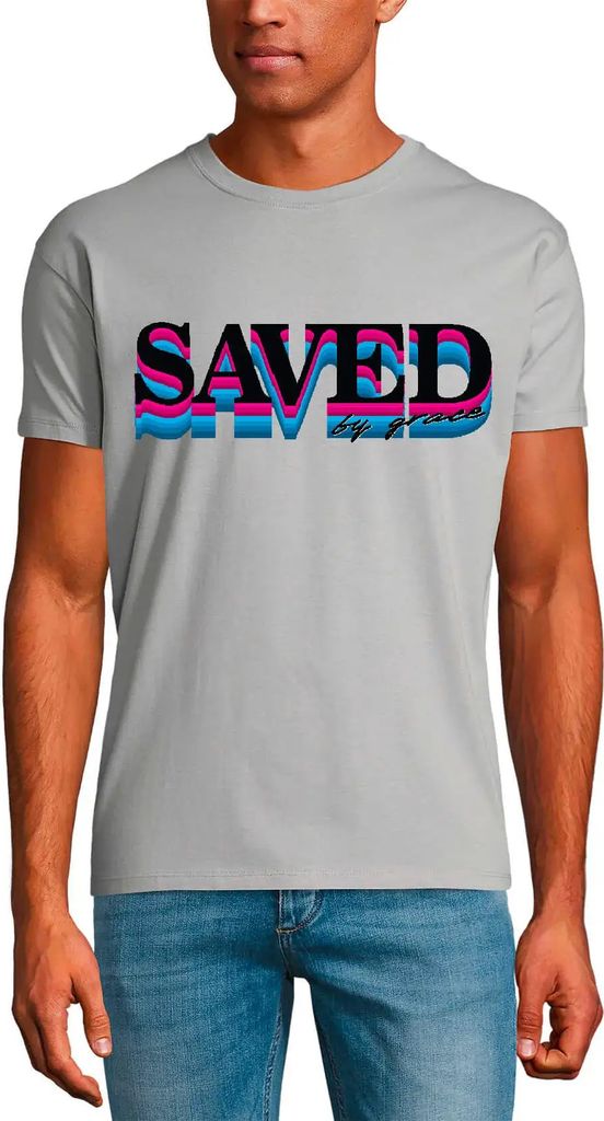 Herren Grafik T-Shirt Gerettet aus Gnade - gott jesus chris – Saved By Grace - God Jesus Chris – Öko-Verantwortlich Vintage Jahrgang Kurzarm L...