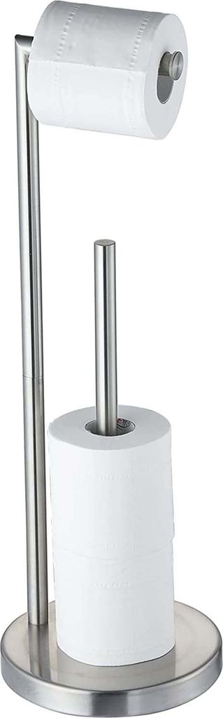 VDN Stainless WC-Rollenhalter stehend - Toilettenpapierhalter und Ersatzölhalter - Edelstahl - Geeignet für 3+1 WC Papierrollen - 2 in 1