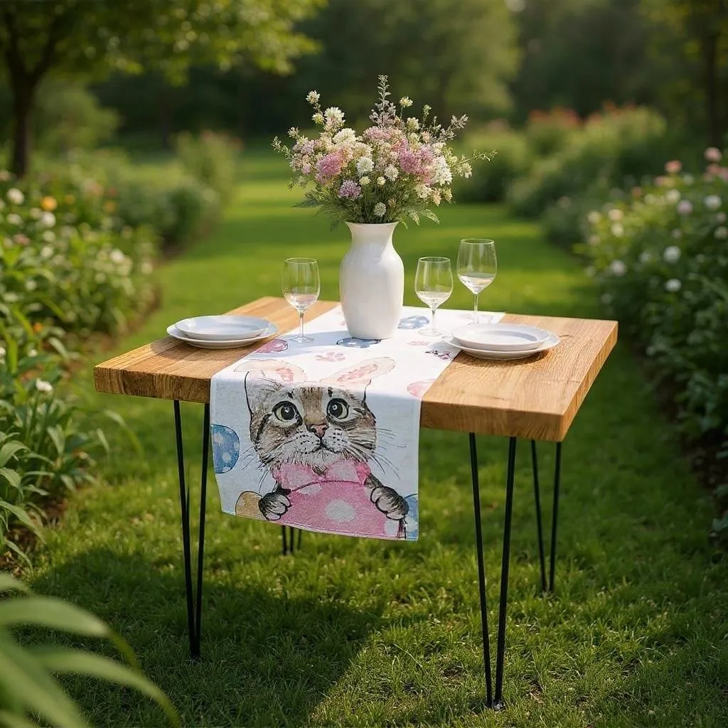 Linge de table de Pâques décoratif avec chemin et 4 sets de table - 12