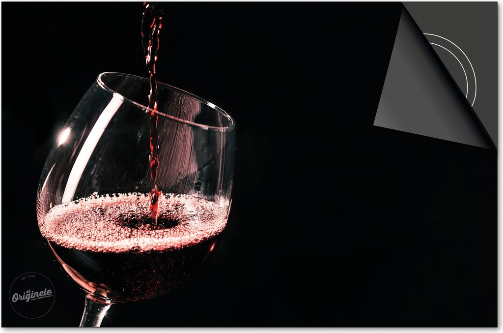 Induktionsschutz 77x51 - abdeckplatte Induktion matt- Dietrix Kochfeldschutz- DELUXE - Wein - Rotwein Schuin Glas Einschenken