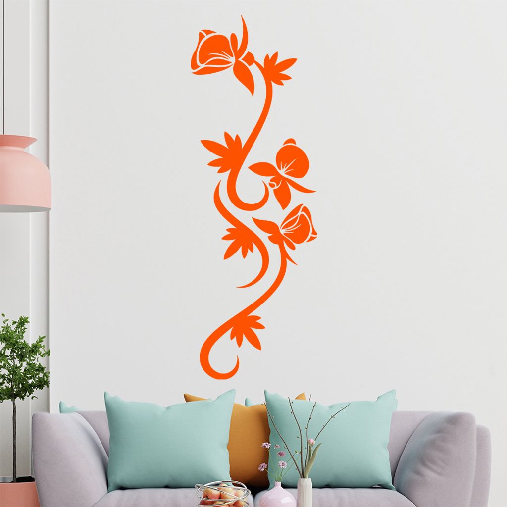 Blumen - Linien Wandtattoo in 6 Größen - Wandaufkleber Wall Sticker - Dekoration, Küche, Wohnzimmer, Schlafzimmer, Badezimmer