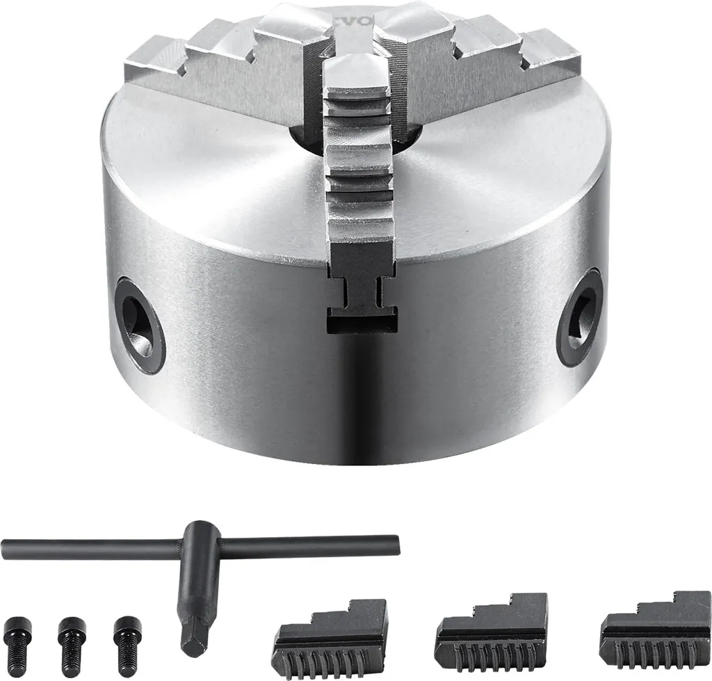 Mandrin de Tour à Bois et Métal 100mm Auto-centrant à 3 Mors en Acier