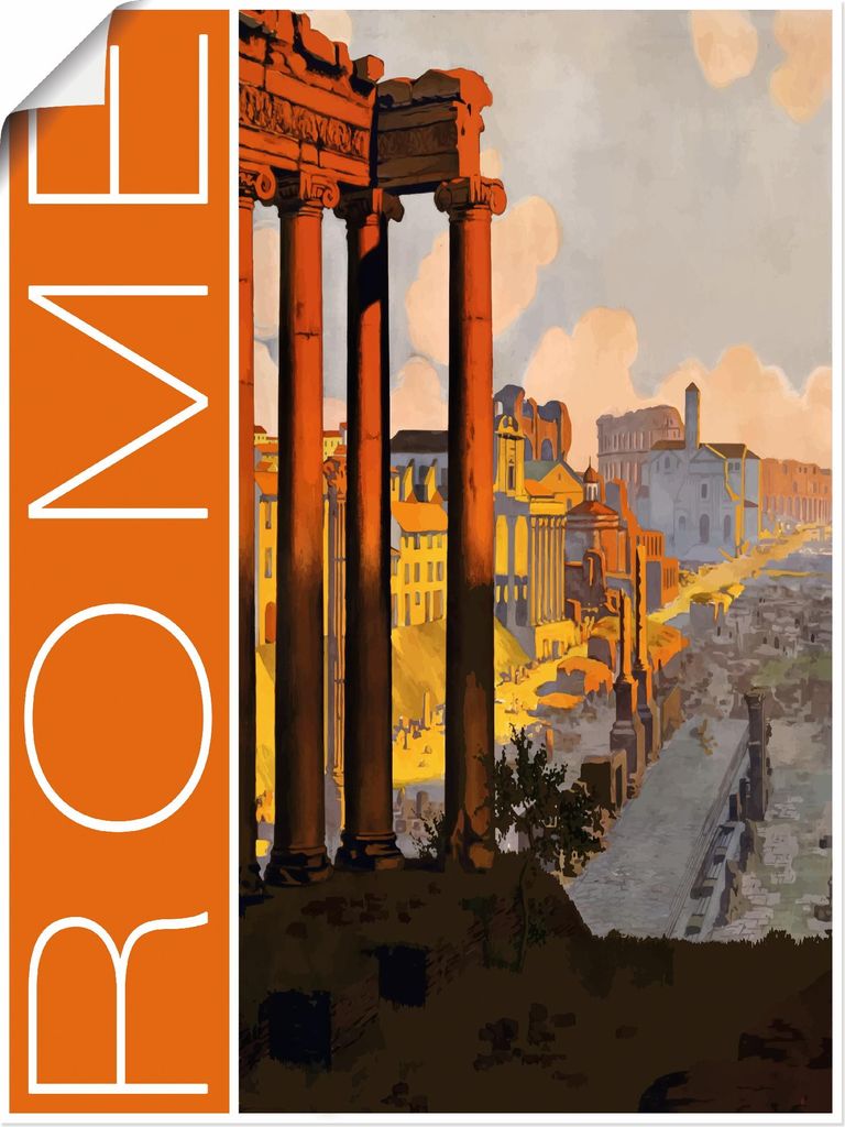 ARTland Poster Rom Vintage Reiseplakat Größe: 30x40 cm