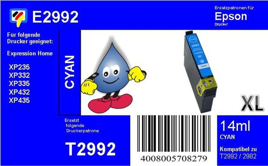 Dr. Inkjet Druckerpatrone - cyan mit 14ml Inhalt - ersetzt T299240