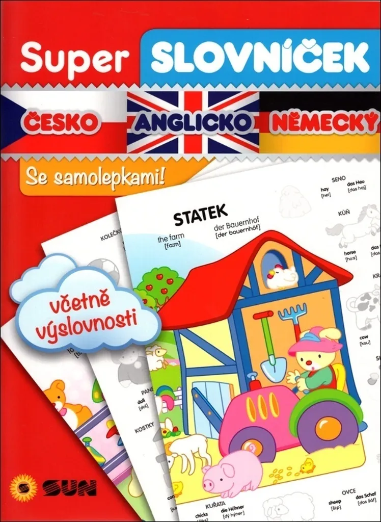 Dictionnaire trilingue enfant Anglais Allemand Tchèque avec stickers