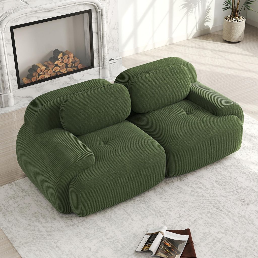STILVORA 2-Sitzer Sofa mit rahmenlosem Design und modularer Kombinierbarkeit, Modulares Sofa mit geschwungenen Armlehnen, Schlafsofa mit hochelasti...