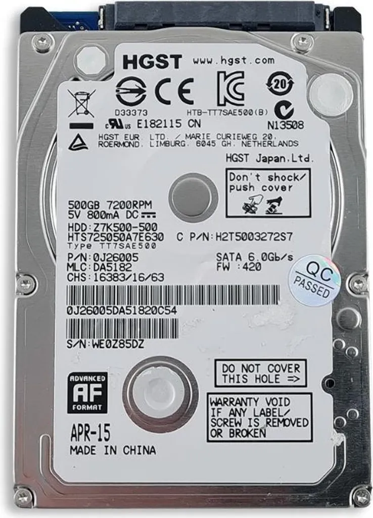 Hard Disk HGST 500GB 2.5" 7200RPM HTE725050A7E630 SATA III - Offerta