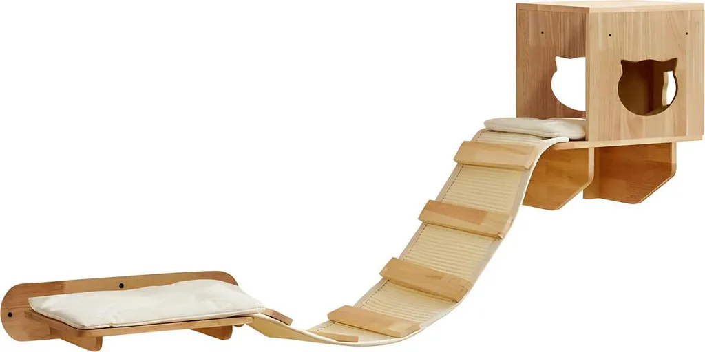 Nobby Pont Suspendu ACI pour Chat Élément Mural Crème 182 x 30 x 45 cm