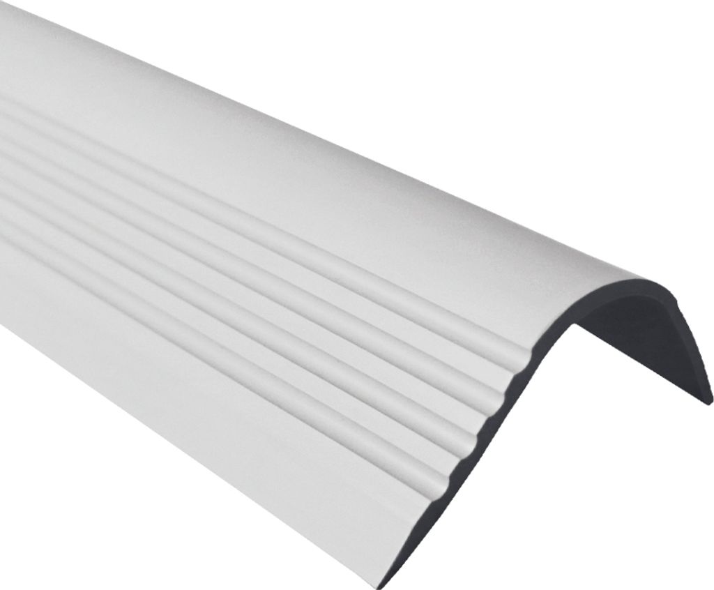 QUEST Treppenkantenprofil 40x52mm, 1.5m, Treppenprofil PVC für Treppenstufen, Treppenkantenschutz mit Rillen, Antirutsch, RGPT, grau