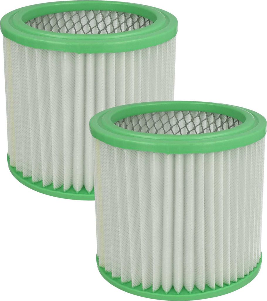 vhbw 2x Faltenfilter kompatibel mit Parkside PAS 500 C2, PAS 500 A1, PAS 500 C1, PAS 500 B1 Staubsauger - Patronenfilter Grün Weiß Abwaschbar