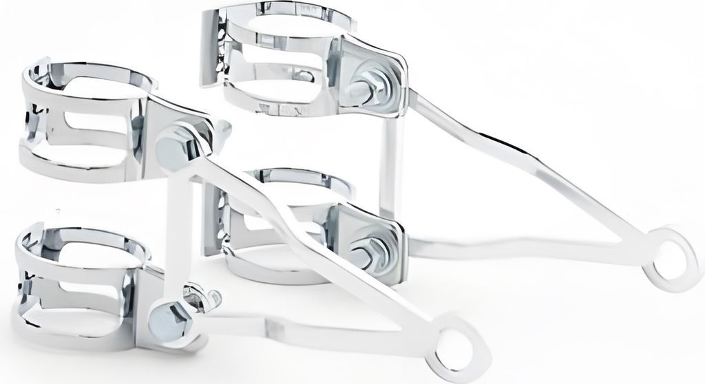 Lampenhalter Motorrad Set, Alu/poliert, 2 Halter + 4 Schellen 35-38mm