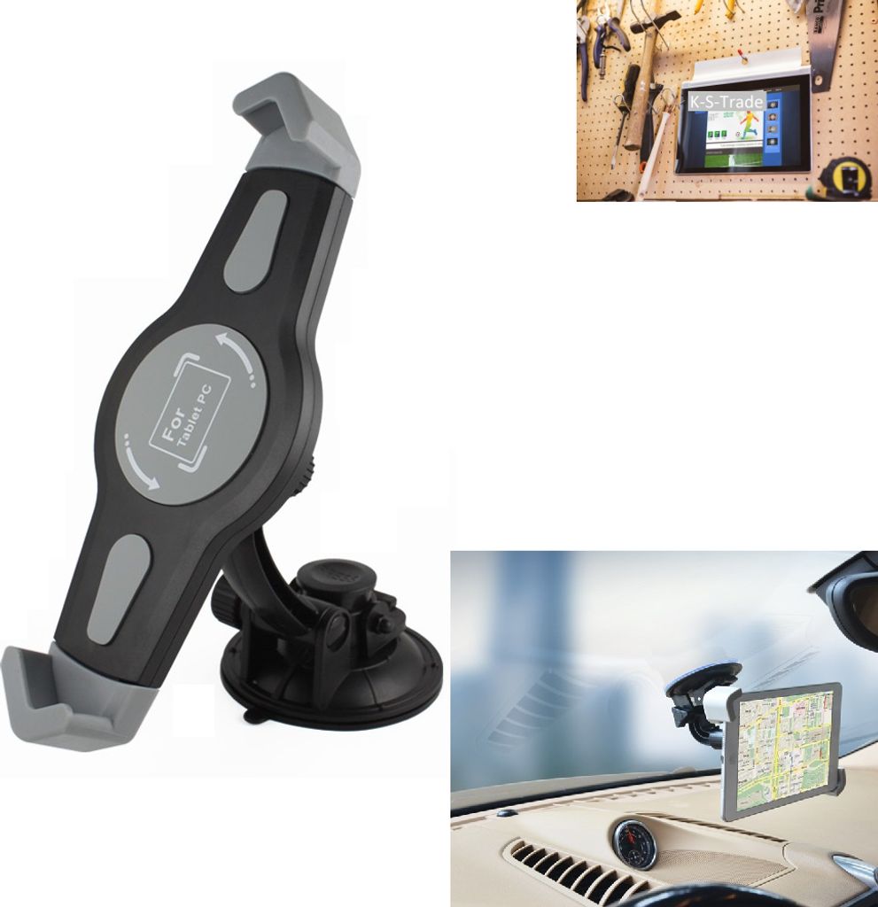 K-S-Trade Scheiben-Halterung für Tablets kompatibel mit lenovo Yoga Tablet 2 10 (Android) KFZ Tablet Saugnapf Auto Halterung Windschutzscheibe Holder