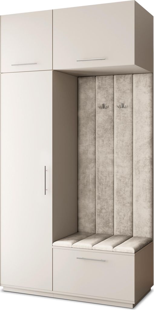 Masseno Garderobe-Set REMA 120/240/60 cm Modern Garderobenschrank Kaschmir, Veloursstoff MONOLITH 04 (Beige)