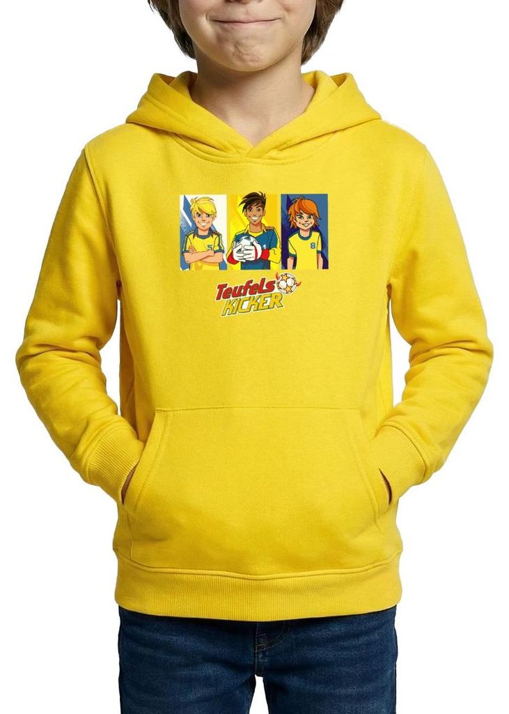 Spreadshirt Teufelskicker Moritz, Mehmet Und Catrina Kinder Hoodie, XS (3/4 years), Gelb