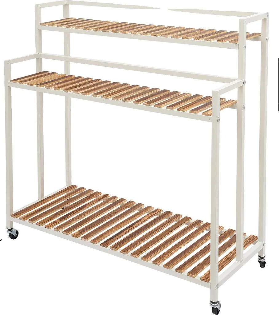 Support plantes 3 niveaux avec roues universelles - Design blanc épuré