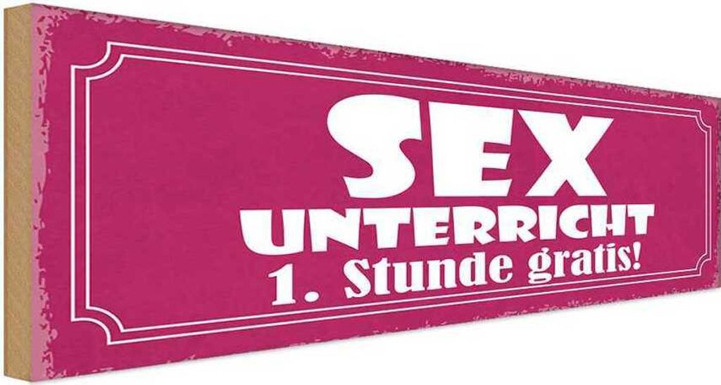 vianmo Holzschild 10x27 cm Sex Unterricht 1. Stunde gratis Spruch Zitat