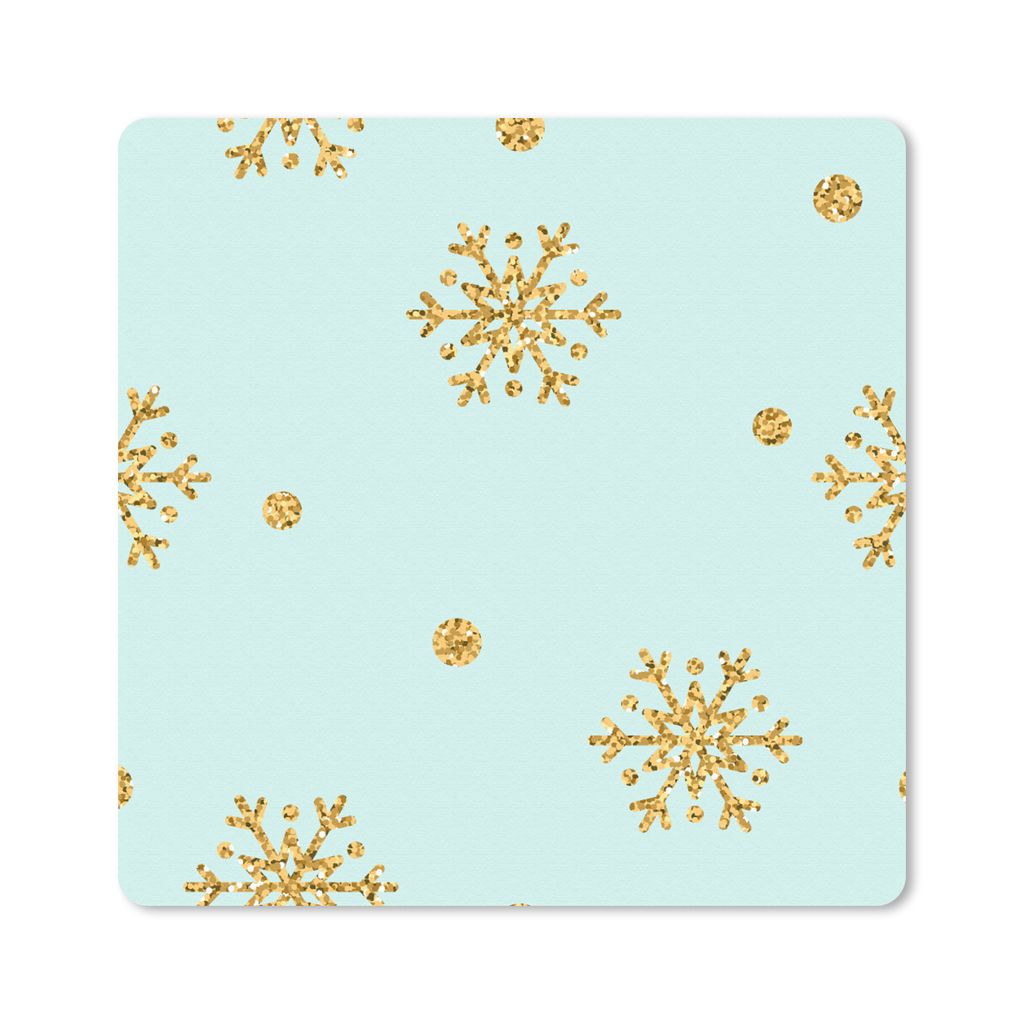 MuchoWow Mauspad Mousepad Weihnachten - Muster - Schnee - Gold 30x30 cm - Mousepads - Maus Mat - Pad - Mausunterlage - Gaming
