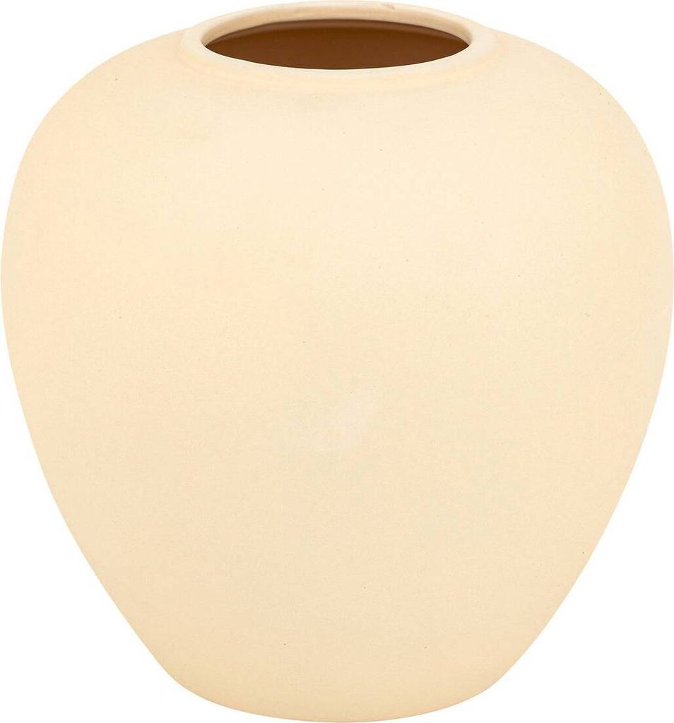 A beige ceramic vase on a white background.